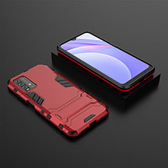 Coque Contour Silicone et Plastique Housse Etui Mat avec Support pour Xiaomi Redmi Note 9 4G Rouge