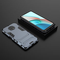 Coque Contour Silicone et Plastique Housse Etui Mat avec Support pour Xiaomi Redmi Note 9 5G Bleu