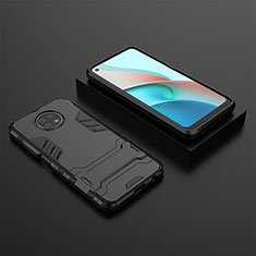 Coque Contour Silicone et Plastique Housse Etui Mat avec Support pour Xiaomi Redmi Note 9 5G Noir