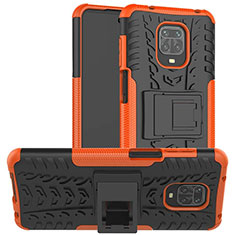 Coque Contour Silicone et Plastique Housse Etui Mat avec Support pour Xiaomi Redmi Note 9S Orange