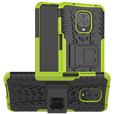 Coque Contour Silicone et Plastique Housse Etui Mat avec Support pour Xiaomi Redmi Note 9S Vert