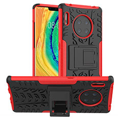 Coque Contour Silicone et Plastique Housse Etui Mat avec Support R01 pour Huawei Mate 30 Pro 5G Rouge