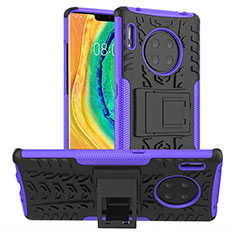 Coque Contour Silicone et Plastique Housse Etui Mat avec Support R01 pour Huawei Mate 30 Violet