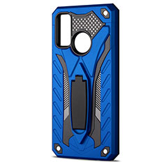 Coque Contour Silicone et Plastique Housse Etui Mat avec Support R01 pour Huawei P Smart (2020) Bleu