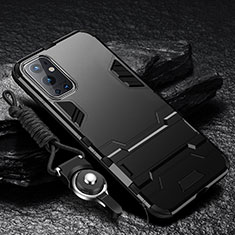 Coque Contour Silicone et Plastique Housse Etui Mat avec Support R01 pour OnePlus 9 Pro 5G Noir