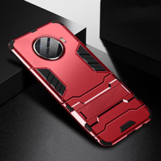 Coque Contour Silicone et Plastique Housse Etui Mat avec Support R01 pour Oppo Ace2 Rouge