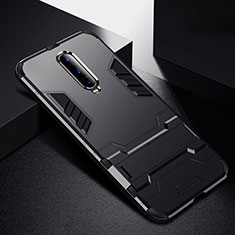 Coque Contour Silicone et Plastique Housse Etui Mat avec Support R01 pour Oppo RX17 Pro Noir