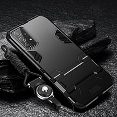 Coque Contour Silicone et Plastique Housse Etui Mat avec Support R01 pour Samsung Galaxy A53 5G Noir