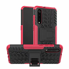 Coque Contour Silicone et Plastique Housse Etui Mat avec Support R01 pour Samsung Galaxy A70 Rose Rouge