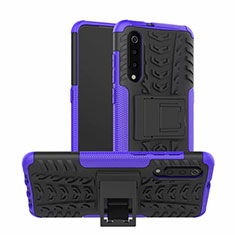 Coque Contour Silicone et Plastique Housse Etui Mat avec Support R01 pour Samsung Galaxy A70S Violet