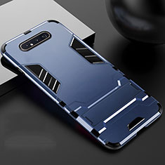 Coque Contour Silicone et Plastique Housse Etui Mat avec Support R01 pour Samsung Galaxy A80 Bleu