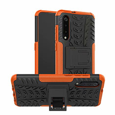 Coque Contour Silicone et Plastique Housse Etui Mat avec Support R01 pour Samsung Galaxy A90 5G Orange