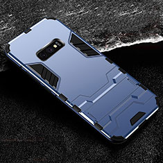 Coque Contour Silicone et Plastique Housse Etui Mat avec Support R01 pour Samsung Galaxy S10e Bleu