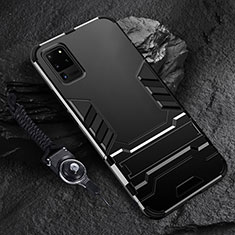 Coque Contour Silicone et Plastique Housse Etui Mat avec Support R01 pour Samsung Galaxy S20 Ultra 5G Noir