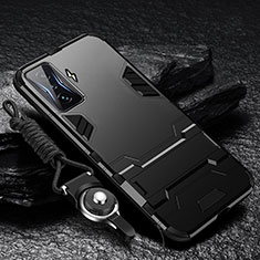 Coque Contour Silicone et Plastique Housse Etui Mat avec Support R01 pour Xiaomi Poco F4 GT 5G Noir
