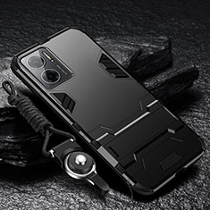Coque Contour Silicone et Plastique Housse Etui Mat avec Support R01 pour Xiaomi Redmi 10 Prime Plus 5G Noir