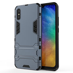 Coque Contour Silicone et Plastique Housse Etui Mat avec Support R01 pour Xiaomi Redmi 9AT Bleu