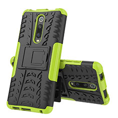 Coque Contour Silicone et Plastique Housse Etui Mat avec Support R01 pour Xiaomi Redmi K20 Vert