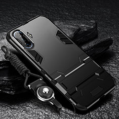 Coque Contour Silicone et Plastique Housse Etui Mat avec Support R01 pour Xiaomi Redmi K40 Gaming 5G Noir