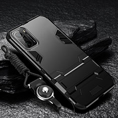 Coque Contour Silicone et Plastique Housse Etui Mat avec Support R01 pour Xiaomi Redmi K40 Pro 5G Noir