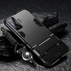 Coque Contour Silicone et Plastique Housse Etui Mat avec Support R01 pour Xiaomi Redmi K50 Gaming AMG F1 5G Noir