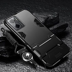 Coque Contour Silicone et Plastique Housse Etui Mat avec Support R01 pour Xiaomi Redmi Note 11E 5G Noir