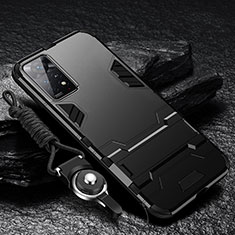 Coque Contour Silicone et Plastique Housse Etui Mat avec Support R01 pour Xiaomi Redmi Note 11E Pro 5G Noir