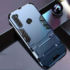 Coque Contour Silicone et Plastique Housse Etui Mat avec Support R01 pour Xiaomi Redmi Note 8T Bleu