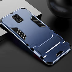 Coque Contour Silicone et Plastique Housse Etui Mat avec Support R01 pour Xiaomi Redmi Note 9 Pro Max Bleu