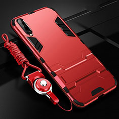 Coque Contour Silicone et Plastique Housse Etui Mat avec Support R02 pour Samsung Galaxy A70S Rouge