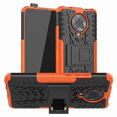 Coque Contour Silicone et Plastique Housse Etui Mat avec Support R02 pour Xiaomi Poco F2 Pro Orange