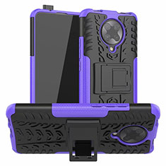 Coque Contour Silicone et Plastique Housse Etui Mat avec Support R02 pour Xiaomi Poco F2 Pro Violet