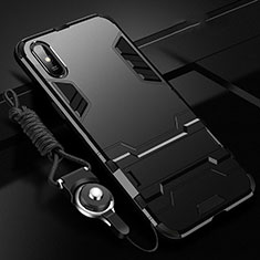 Coque Contour Silicone et Plastique Housse Etui Mat avec Support R02 pour Xiaomi Redmi 9i Noir