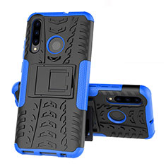 Coque Contour Silicone et Plastique Housse Etui Mat avec Support R03 pour Huawei Honor 10i Bleu