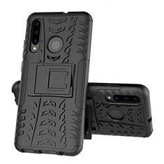 Coque Contour Silicone et Plastique Housse Etui Mat avec Support R03 pour Huawei Honor 20E Noir