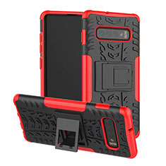 Coque Contour Silicone et Plastique Housse Etui Mat avec Support R03 pour Samsung Galaxy S10 Rouge