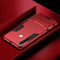 Coque Contour Silicone et Plastique Housse Etui Mat avec Support R03 pour Xiaomi Redmi Note 8T Rouge