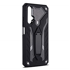 Coque Contour Silicone et Plastique Housse Etui Mat avec Support R04 pour Huawei Honor 20S Noir