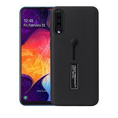 Coque Contour Silicone et Plastique Housse Etui Mat avec Support R04 pour Samsung Galaxy A70S Noir