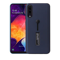 Coque Contour Silicone et Plastique Housse Etui Mat avec Support R04 pour Samsung Galaxy A90 5G Bleu