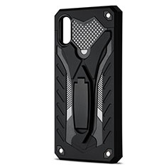 Coque Contour Silicone et Plastique Housse Etui Mat avec Support R04 pour Xiaomi Redmi 9A Noir