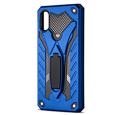 Coque Contour Silicone et Plastique Housse Etui Mat avec Support R04 pour Xiaomi Redmi 9i Bleu