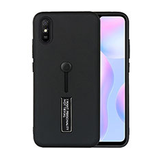 Coque Contour Silicone et Plastique Housse Etui Mat avec Support R05 pour Xiaomi Redmi 9i Noir