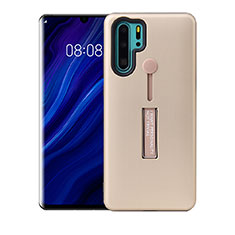 Coque Contour Silicone et Plastique Housse Etui Mat avec Support T01 pour Huawei P30 Pro New Edition Or