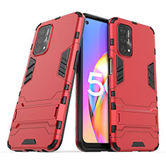 Coque Contour Silicone et Plastique Housse Etui Mat avec Support T01 pour OnePlus Nord N200 5G Rouge