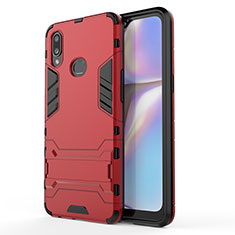 Coque Contour Silicone et Plastique Housse Etui Mat avec Support T01 pour Samsung Galaxy A10s Rouge