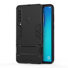 Coque Contour Silicone et Plastique Housse Etui Mat avec Support T01 pour Samsung Galaxy A9 (2018) A920 Noir