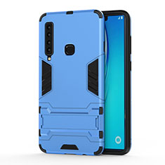 Coque Contour Silicone et Plastique Housse Etui Mat avec Support T01 pour Samsung Galaxy A9s Bleu Ciel