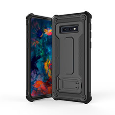 Coque Contour Silicone et Plastique Housse Etui Mat avec Support T01 pour Samsung Galaxy S10e Noir