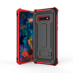 Coque Contour Silicone et Plastique Housse Etui Mat avec Support T01 pour Samsung Galaxy S10e Rouge et Noir